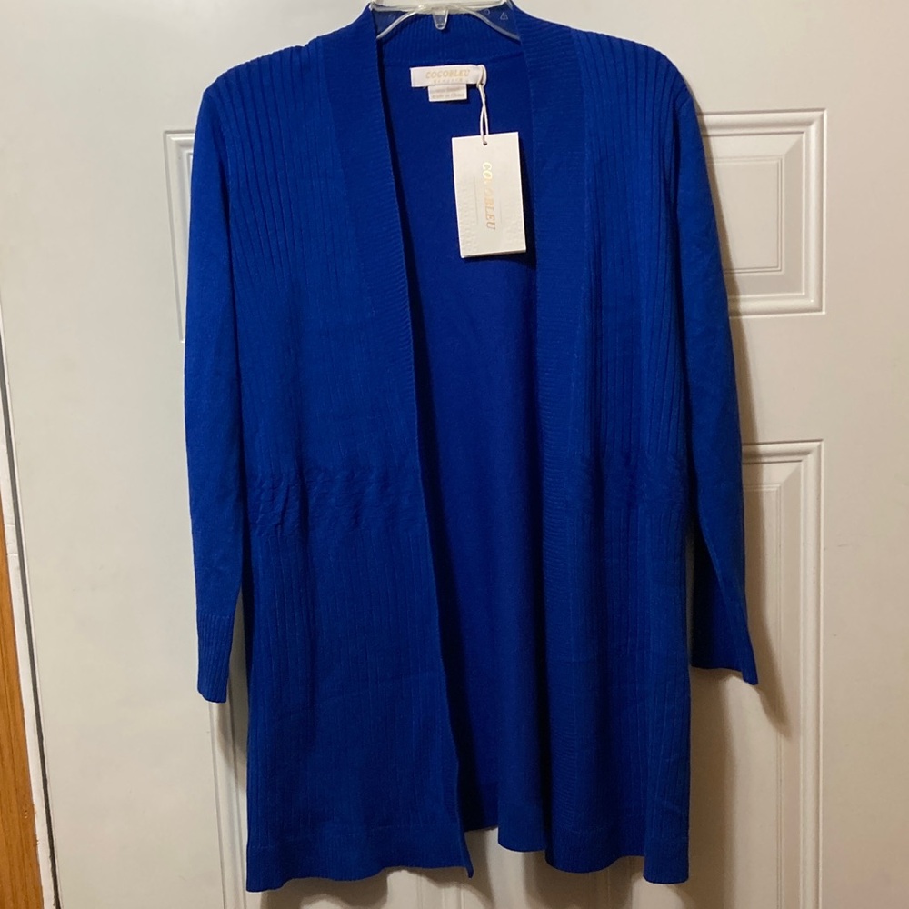 Blue Open Front Cardigan Sweater S NWT